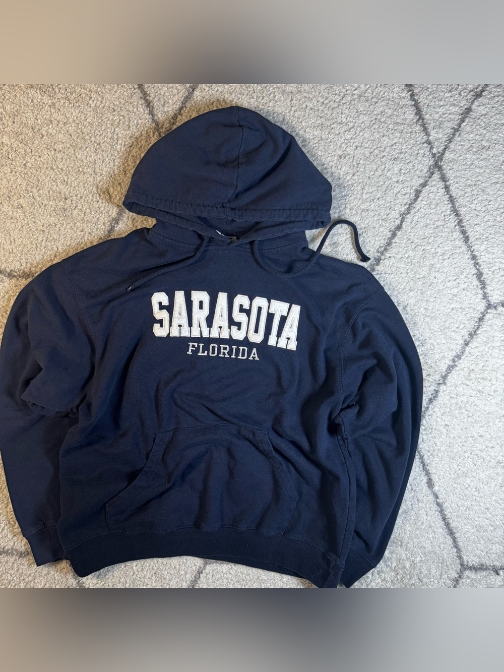 CO Men's Navy Crewneck Hoodie with White 'Sarasota Florida' Chest Logo